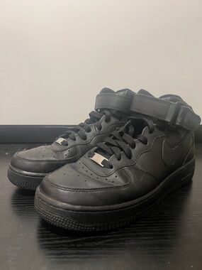 All-Black High Top Sneakers with Ankle Strap